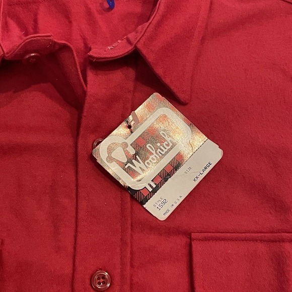 Woolrich Chamois Flannel Shirt VINTAGE 80s NWT NOS Red Men’s XXL USA Made Cotton - Picture 6 of 7